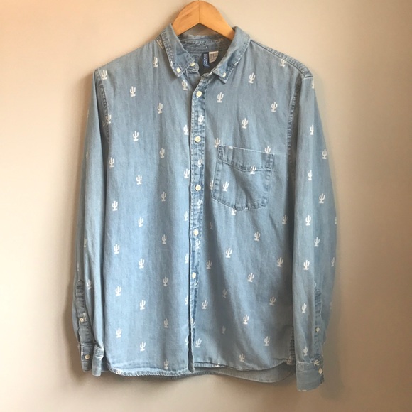 H&M Tops - Divided by H&M cactus denim shirt